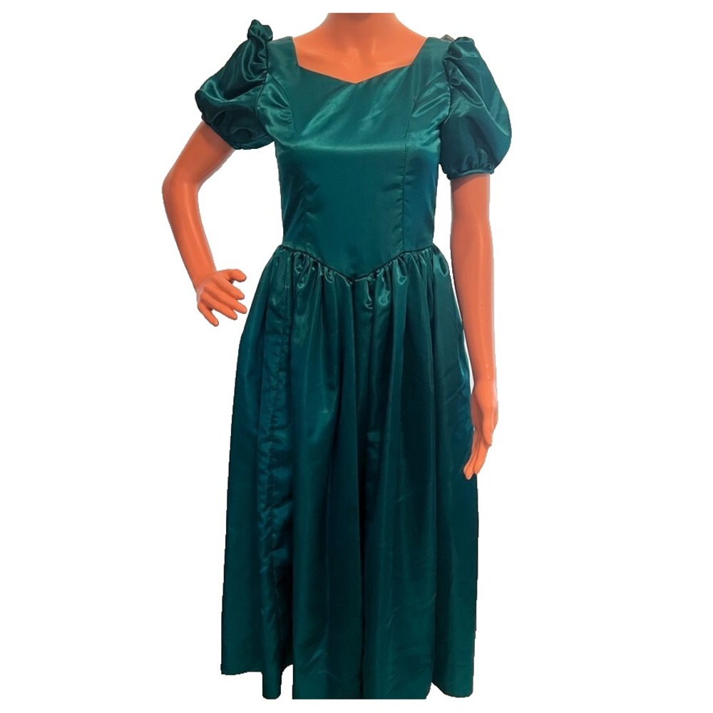 Girl's Size 10/12 Green Satin Dress 💚 Youth Theater Costume Cosplay‎ Fairycore